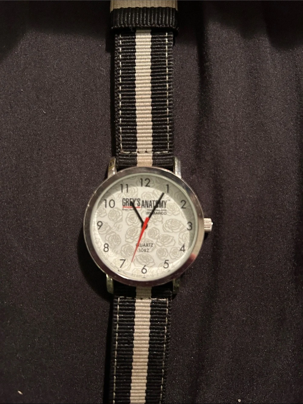 Gray’s Anatomy Black and White Stripe Nylon Strap Watch